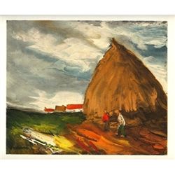 Vlaminck Original Lithograph "Haystack"