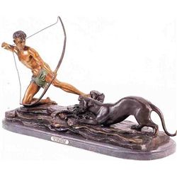 "Cougar Attack" Bronze Sculpture - Rancoulet