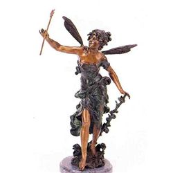 "Girl With Rose" Bronze Sculpture - A.  Moreau