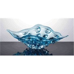 HAND BLOWN ART GLASS CURVED PLATE