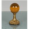 Image 1 : Amber Crystal Ball On Brass Stand