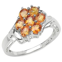 1.75 Carat Genuine Orange Sapphire .925 Sterling Silver Ring