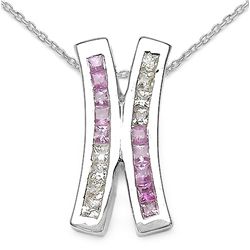 1.08 Carat Genuine Pink & White Sapphire .925 Sterling Silver Pendant