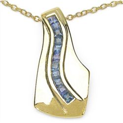 0.66 Carat Genuine Blue Sapphire .925 Sterling Silver 14K Yellow Gold Plated Pendant