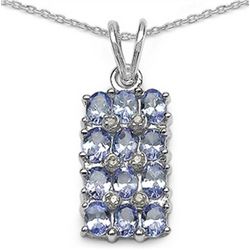 2.10 Carat Genuine Tanzanite & White Topaz .925 Sterling Silver Pendant