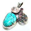 Image 1 : Rose Quartz, Garnet, Titanium Drusy & Turquoise Pendant