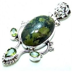 Stichtite & Peridot Pendant