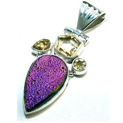 Titanium Drusy & Citrine Pendant