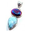 Image 1 : Coated Drusy & Larimar Pendant
