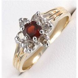 1 Ctw. Garnet & Diamond 10k Gold Ring