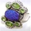 Image 1 : Silver and Peridot & Titanium Drusy Ring