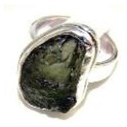 Silver and Moldavite Ring