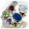 Image 1 : Silver and Fire Opal, Rainbow Moonstone & Mixed Stones Ring