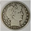 Image 1 : 1914  Barber half $  solid rim  4+ ltrs VG/F