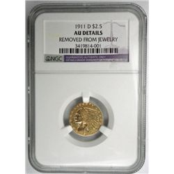 1911D $2 1/2  GOLD  KEY DATE  NGC AU removed from jewelry AU GS = $3970