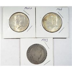 1964PD BU and 1903 Barber G/VG half $