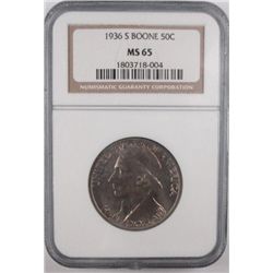 1936S  Boone half $  NGC65  EST $225-$240