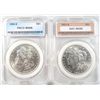 Image 1 : 2 $ in off brand MS66 slabs-1890S and 1921S-BOTH ARE SOLID AU COINS