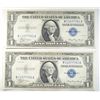 Image 1 : 2  1935  $1 silver certificates consecutive #'s  CU