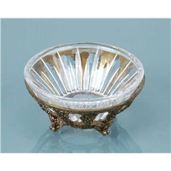 CRYSTAL BOWL IN BRASS BASE