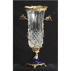 ITALIAN CRYSTAL & PORCELAIN VASE