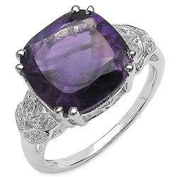 4.08 Carat Blue Sapphire & White Topaz .925 Sterling Silver Ring
