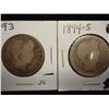 Image 1 : 1893 & 94-S BARBER HALF DOLLARS