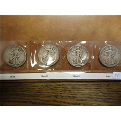 1946,46-D,46-S & 47 WALKING LIBERTY HALF DOLLARS