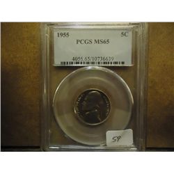1955 JEFFERSON NICKEL PCGS MS65