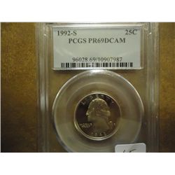 1992-S WASHINGTON QUARTER PCGS PR69 DCAM