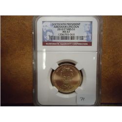 2010-P SMS LINCOLN DOLLAR NGC MS67