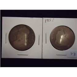 1859?-O SEATED LIBERTY & UNDATED BUST HALVES