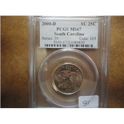 2000-D SOUTH CAROLINA QUARTER PCGS MS67