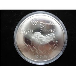 1975 CANADA $10 OLYMPIC UNC 1.4453 OZ. ASW