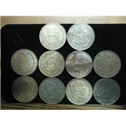 10 MEXICIAN SILVER PESOS .5140 OZ. ASW TOTAL