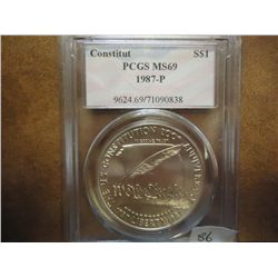 1987-P CONSTITUTION SILVER DOLLAR PCGS MS69
