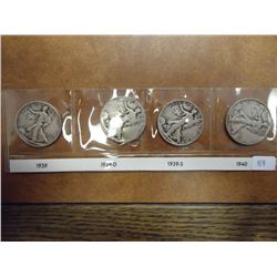 1939,39-D,39-S & 40 WALKING LIBERTY HALF DOLLAR