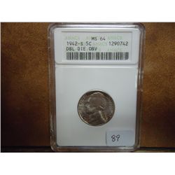 1942-S DOUBLE DIE OBV. JEFFERSON NICKEL