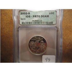 2002-S OHIO QUARTER ICG PR70 DCAM