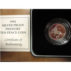 1992 UNITED KINGDOM SILVER PF PIEDFORT 10 PENCE