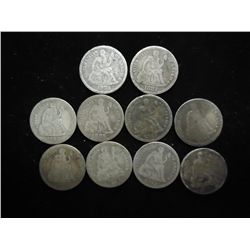10 ASSORTED 1880'S SEATED LIBERTY DIMES