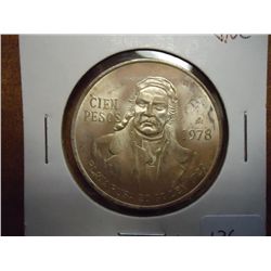 1978 MEXICO 100 PESOS (UNC) .6428 OZ. ASW