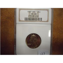 1967 SMS WASHINGTON QUARTER NGC MS68