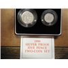 Image 1 : 1990 GREAT BRITAIN SILVER PROOF 5 PENCE 2 COIN SET