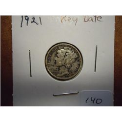 1921 MERCURY DIME (KEY DATE) (FINE) SEE PIC