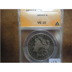 1894-O MORGAN SILVER DOLLAR ANACS (VG10)