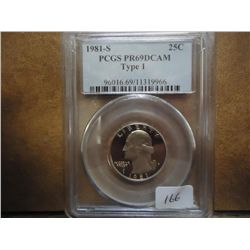 1981-S TYPE I WASHINGTON QUARTER PCGS PR69 DCAM