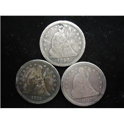1856,76 & 77-S SEATED LIBERTY QUARTERS