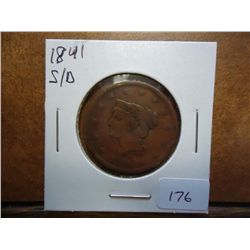 1841 SMALL DATE US LARGE CENT (FINE)