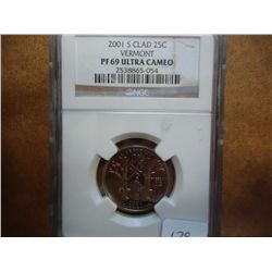2001-S VERMONT QUARTER NGC PF69 ULTRA CAMEO